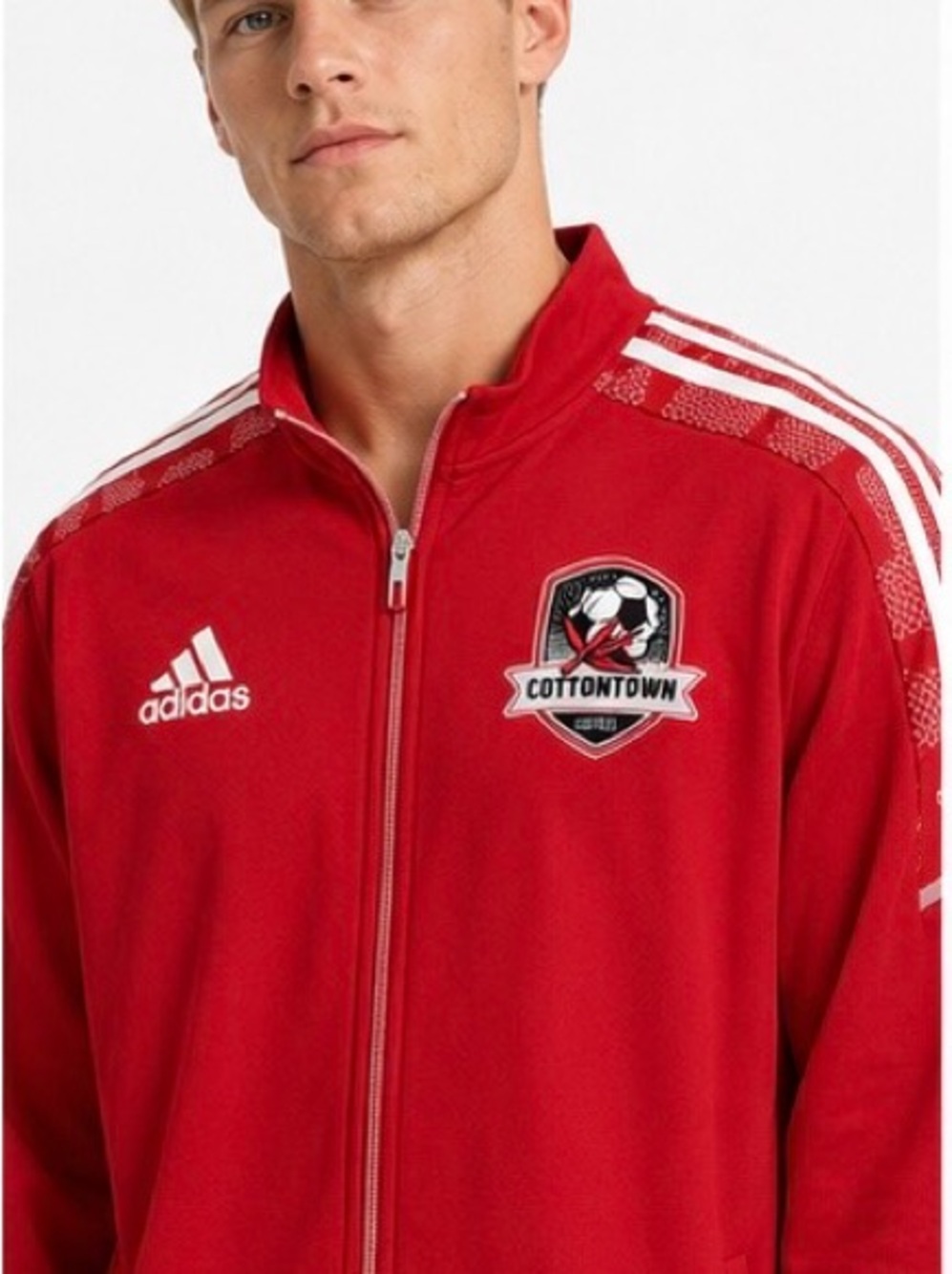 adidas Red Men's Performance Track Jacket with Cottontown Crest